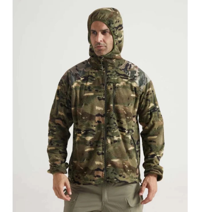 DFJ0924  Winter camouflage fleece warm jacket camouflage CP black green brown grey stock wholesales  hood collar