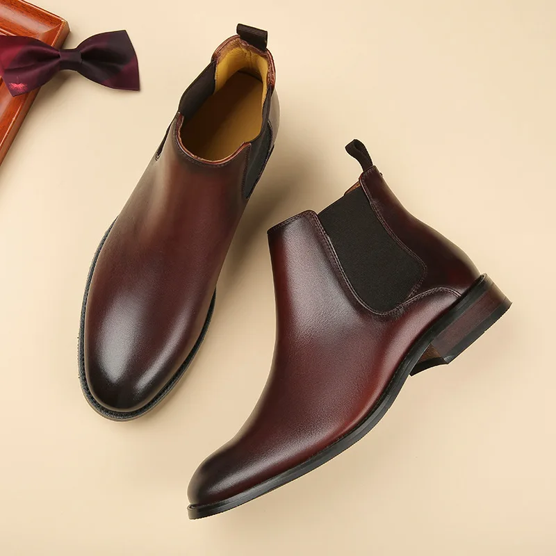 Genuine Leather Pigskin High Quality Boots Unique Dress Shoes for Men 2024 Chelsea Boots Off White Para Hombre Shoes Sets Midi