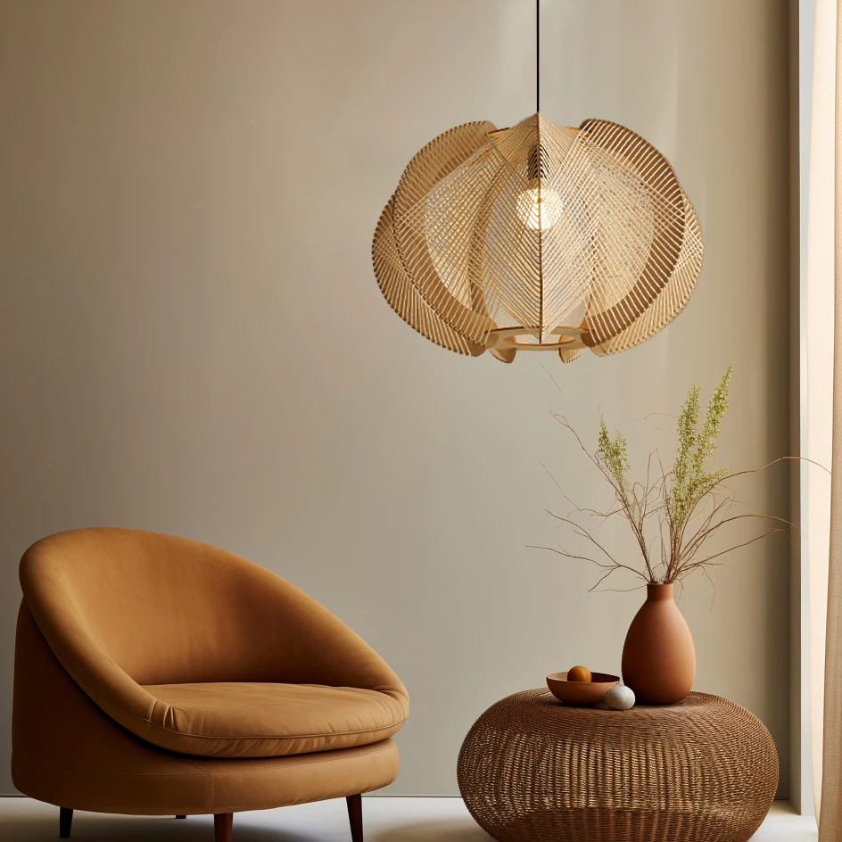 Профессиональная фабрика ручной работы Lampada Di Bambu крышки для ламп пеньковая веревка плетеная Подвесная лампа из ротанга