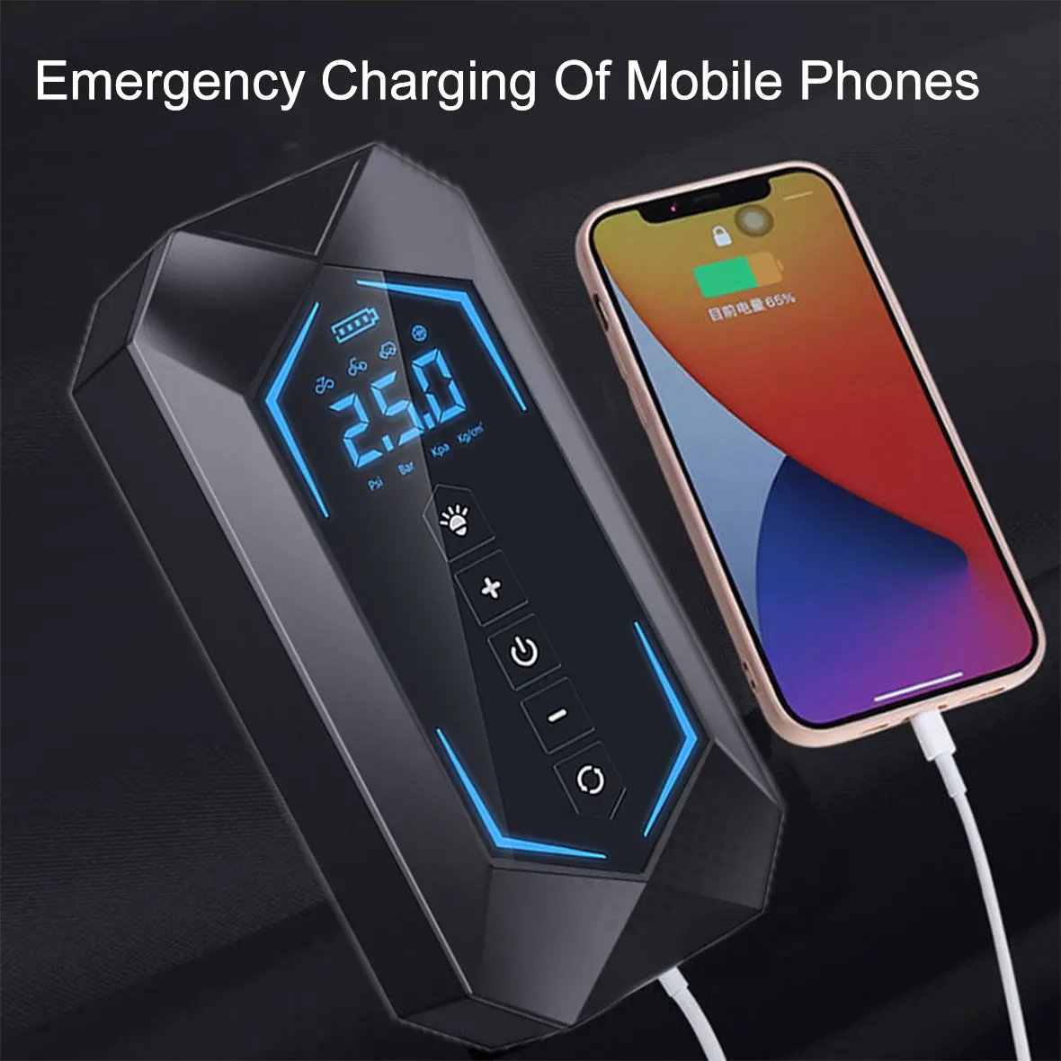 12V Portable Tyre Inflator Mini Rechargeable Cordless 150 PSI Automatic Digital Wireless Electric Car Air Tire Compressor Pump