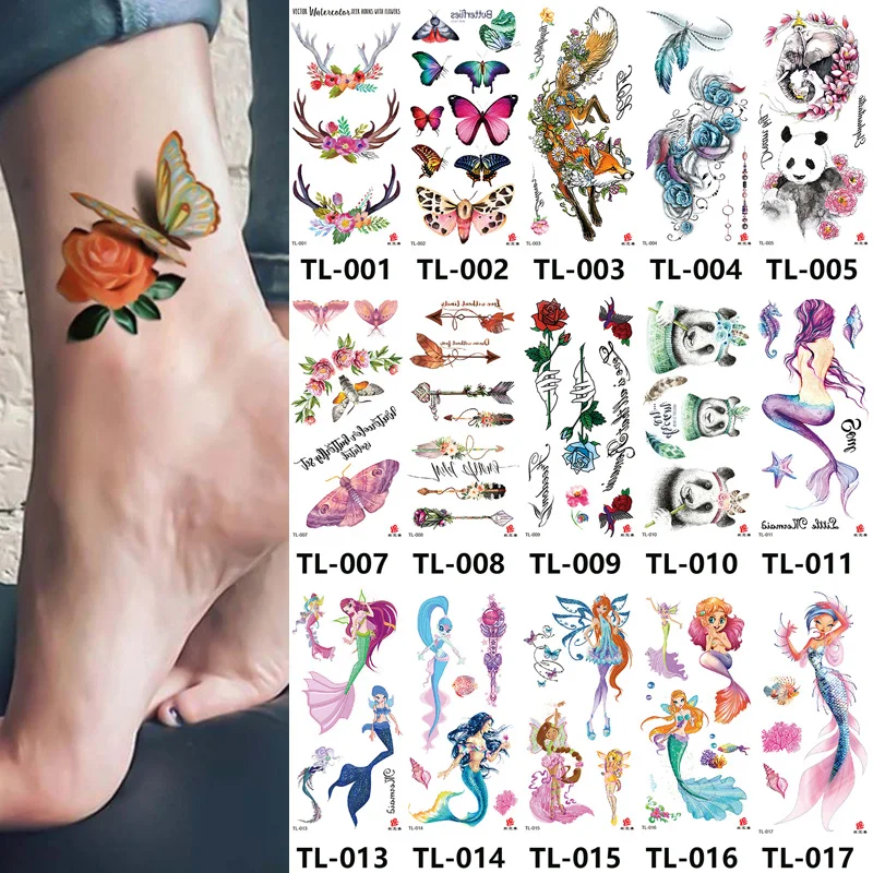 Hot Sell Fashionable Temporary Tattoo Sticker For Women Men Adult Chest Body Art Flower Butterfly Design Waterproof Long Lasting