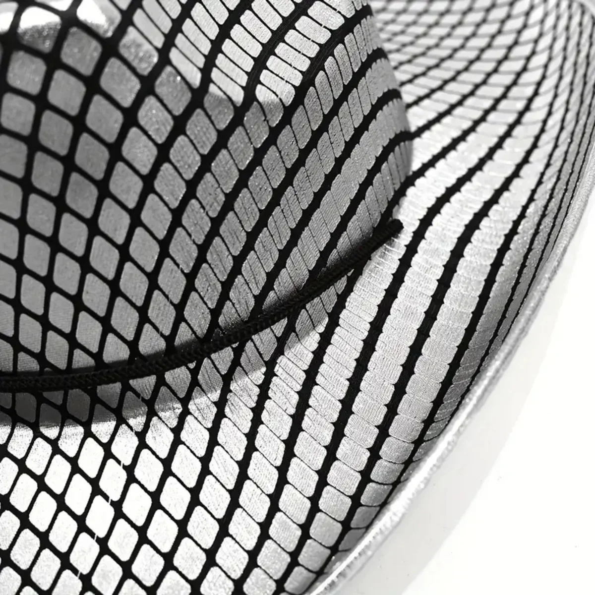 Western cowboy hat gold and silver mesh Panamanian hat stylish lightweight rolled fedora cowboy hat For ladies and men