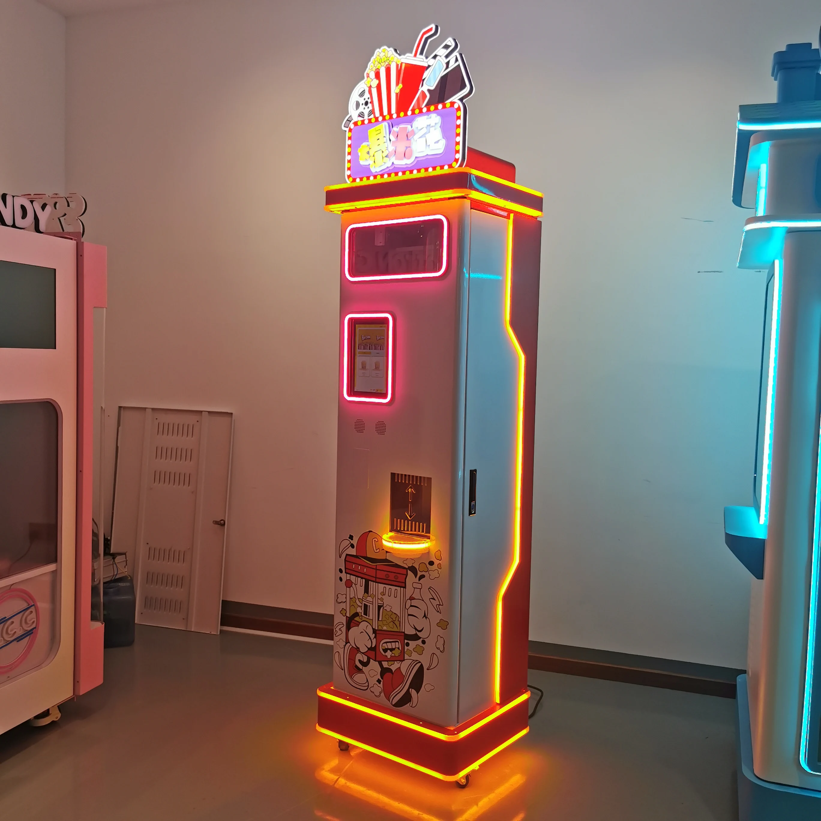 Professional Custom Commercial Popcorn Making Vending Machine 10 Inch Touch Screen Automatic Popcorn Machine for Cinema Engine