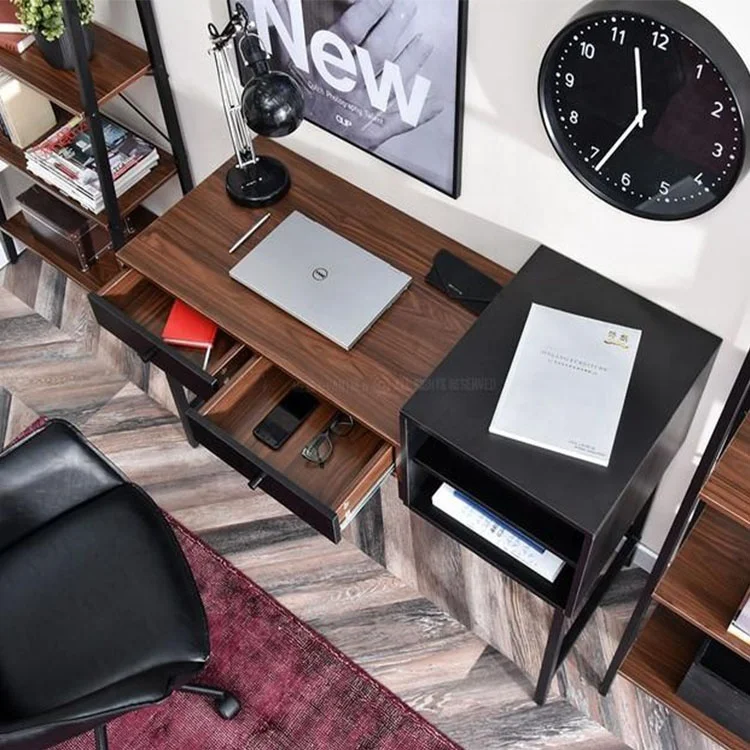 Best selling MDF walnut wood computer desk and desk for office or home walnut color