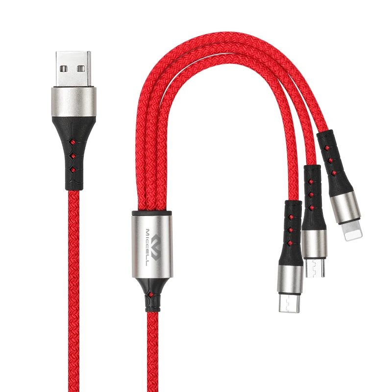  Мульти-зарядный кабель в нейлоновой оплетке 2.4A телефонный usb