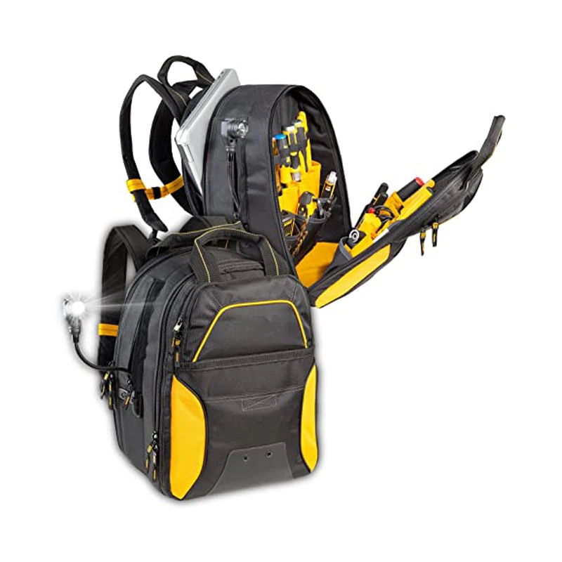 Сумка для инструментов Dewalt с подсветкой, рюкзак для инструментов с USB-зарядкой, регулируемые лямки и большие накладки на спине для дополнительного комфорта