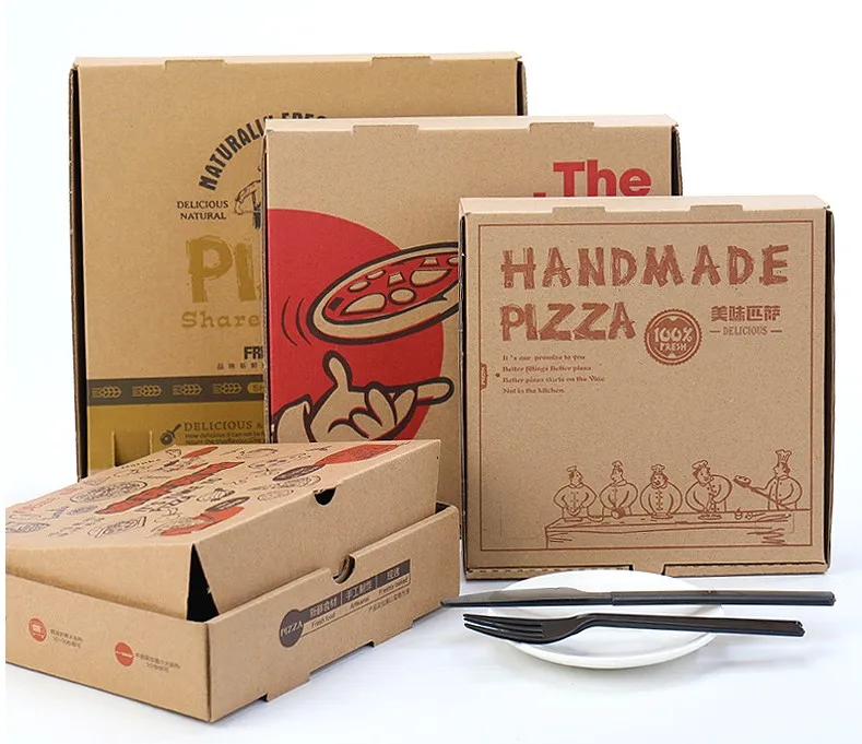 Customized logo square corrugated paper bakery food dessert pizza takeout delivery box with logo