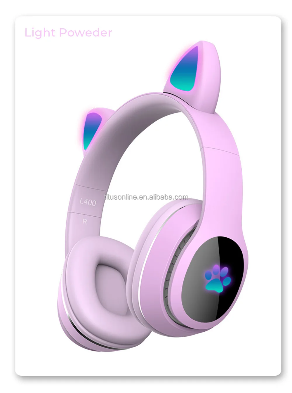 L400 Verified Suppliers Glowing Cat Ear Headphones For Girls Kids Headphones Wireless Over The Ear Headphones