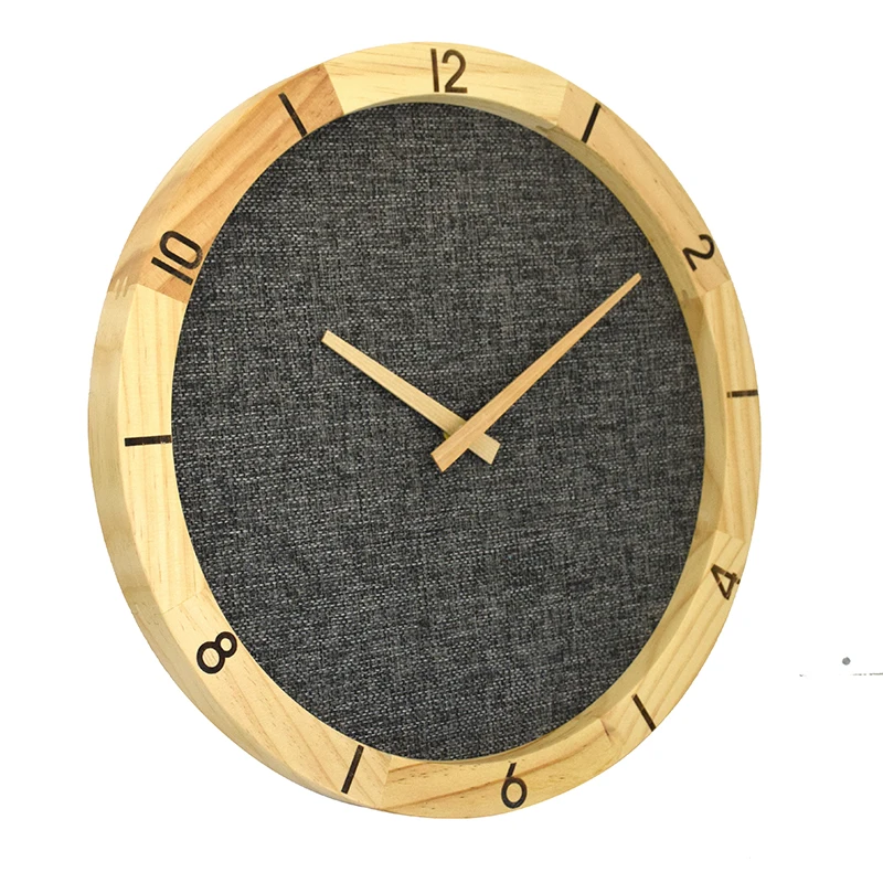 14 inch wall watch creative design burlap wood frame wall clock