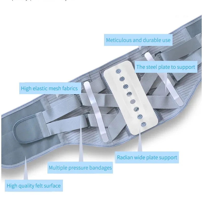 Private Label Removable Bone Gray Lumbar Decompression Lower Back Straightener Brace Waist Belt Support