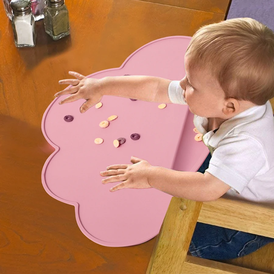 Silikong Non-Slip Silicone Placemats for Kids BPA Free Dishwasher Safe Easy to Clean customized cloud shape placemat
