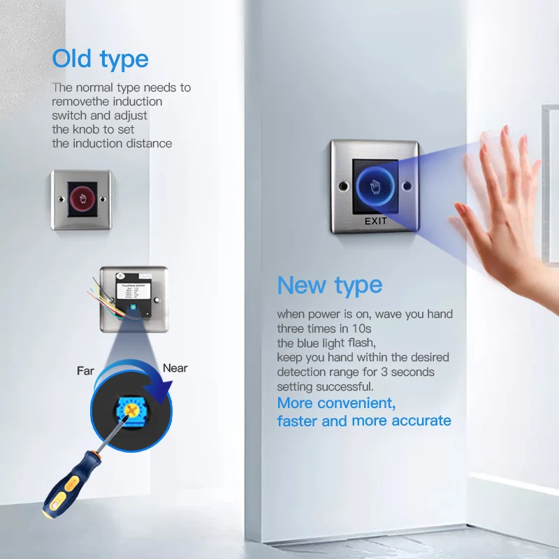 Yoursensor(YS409-Y)Contactless hand sensing switch 1-30cm inductive distance adjustable wired infrared touchless switch