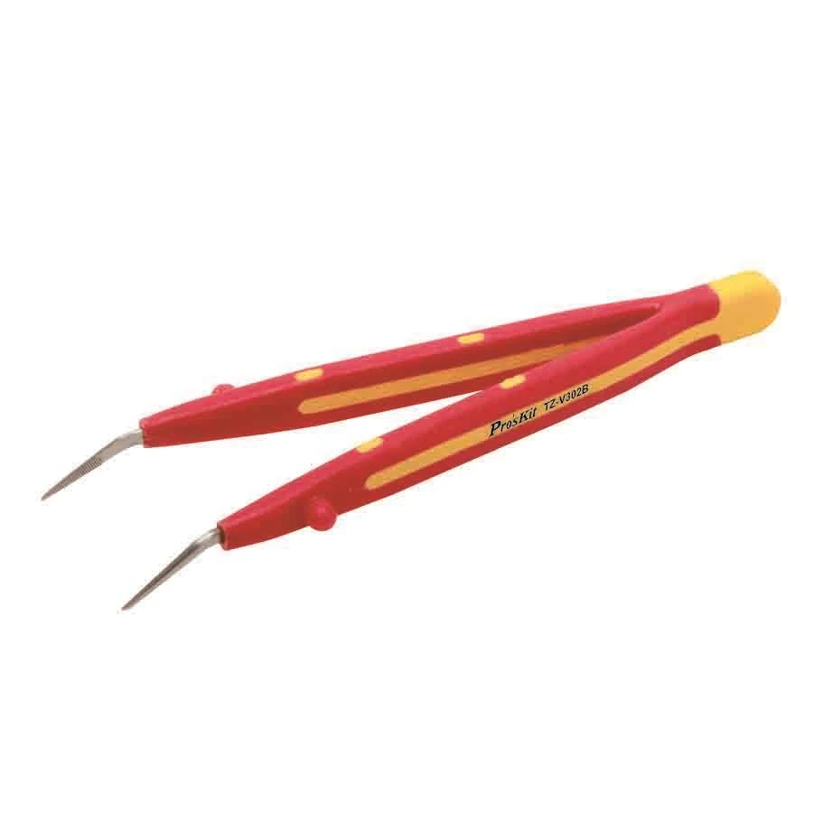 Proskit TZ-V302B VDE 1000V Insulated Curved Tip Tweezer 159mm for High Voltage Alternating Current Electrical Workshop 1KV