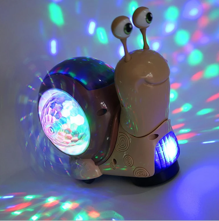 children electric induction crab snail  toy 3D lamplight projection music universal shaking head Snail  toy