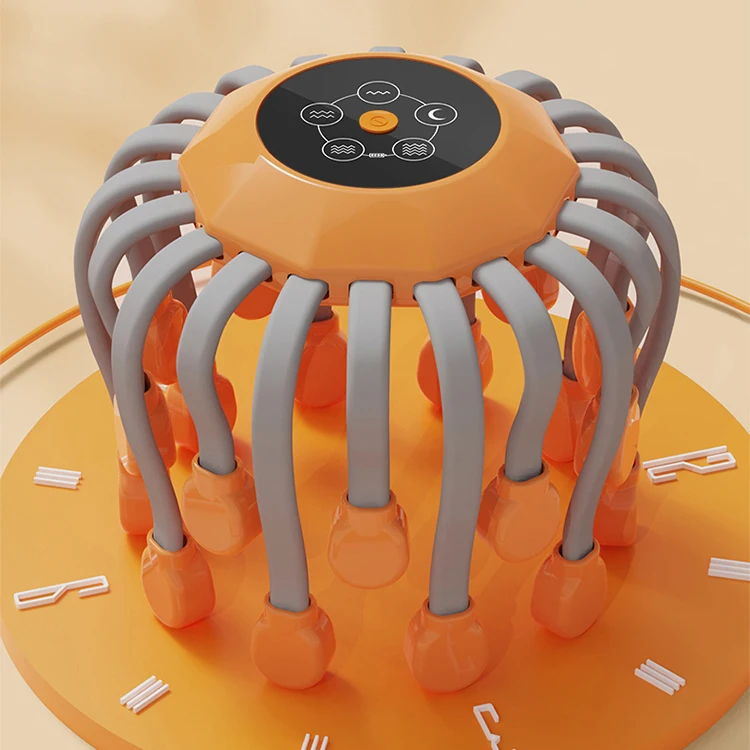 New 20 Heads Wireless Vibration Silicone Scalp Electric Hair Massager Octopus Spider Music Red Light Head Massage Machine