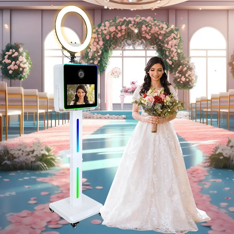 Easy Set Up Split Led Light Stand Photobooth Shell Wedding Party Selfie 15.6 Inch Touch Screen DSLR Photo Booth