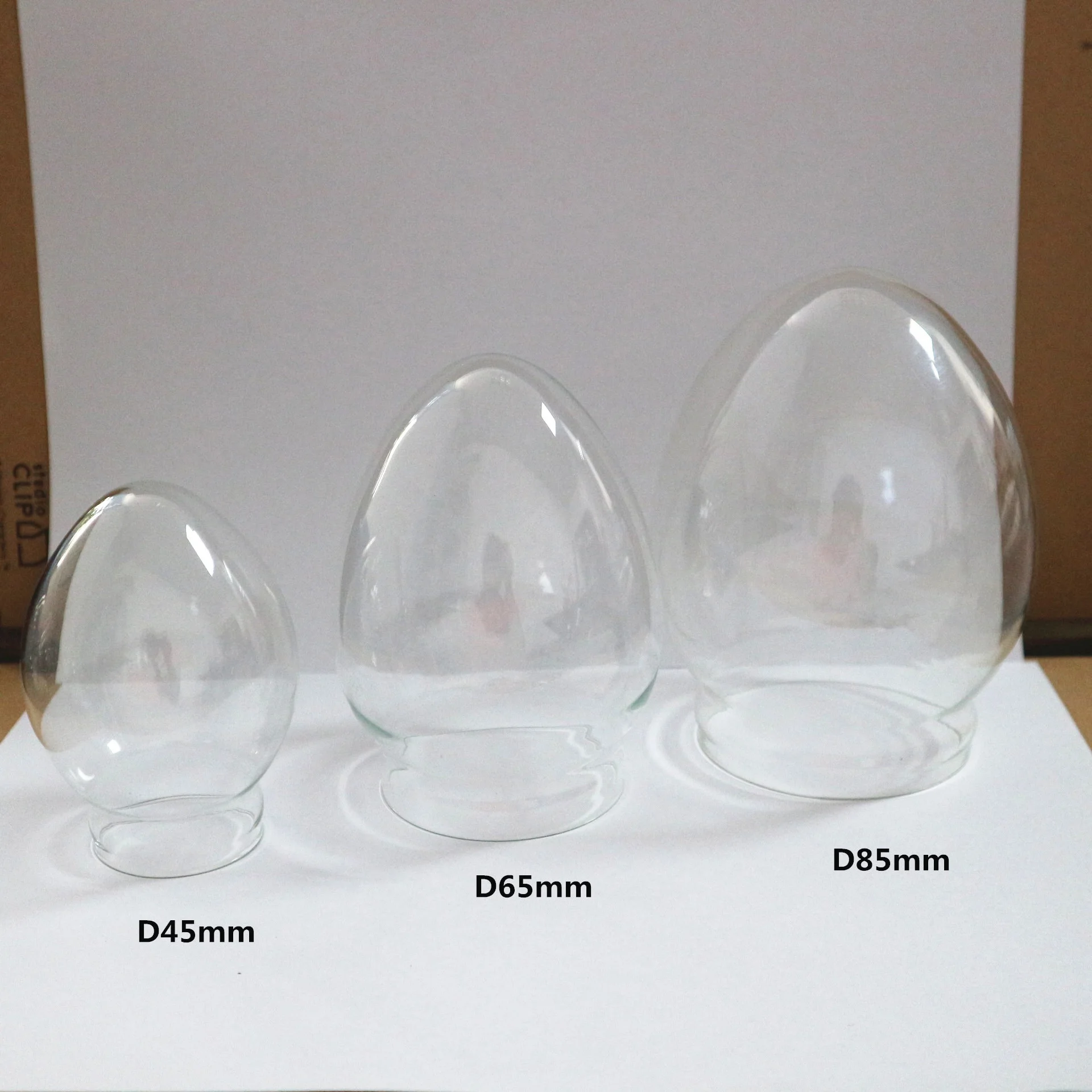 custom clear egg-shaped oval glass ball dome round white Christmas empty snow globe