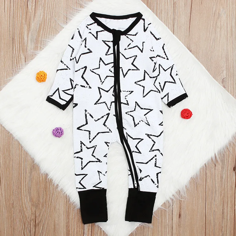 Baby Boy Romper Star Printed Zipper Long Sleeve Rompers Baby Infant Boy Designer Clothes Kids Jumpsuits