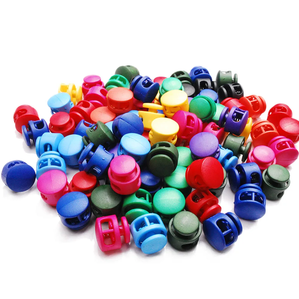 Mixed Color Roundness Cord Lock Toggle Stopper Plastic Toggles End Spring DIY Findings Fastener Slider Lanyard FLS012(Mix-s)