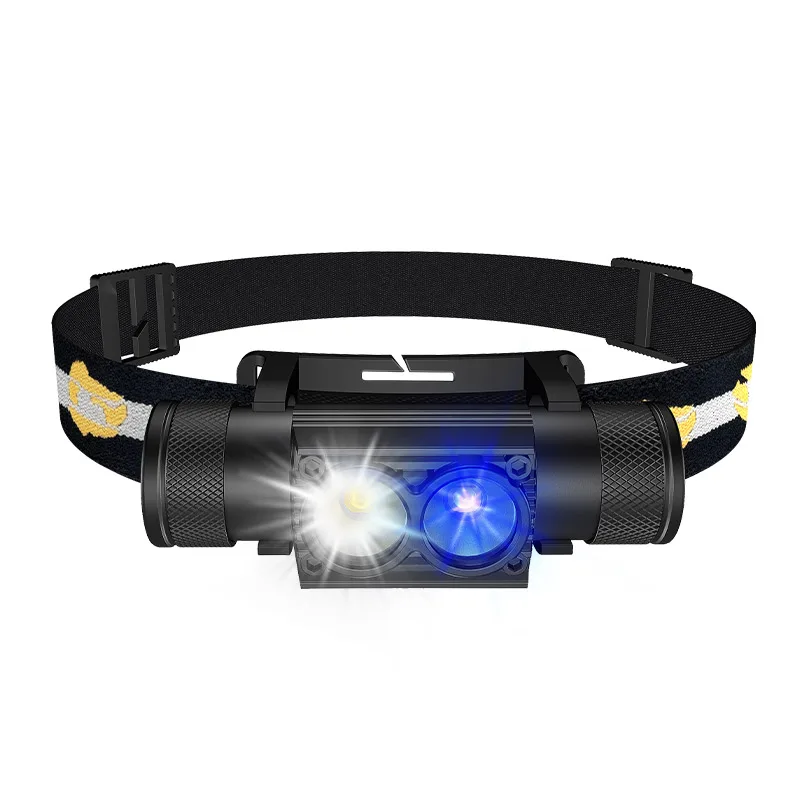 High Power Headlamp Rechargeable Led Headlamp Red Safety Light Portable Head Lamp Outdoor Torch Blue