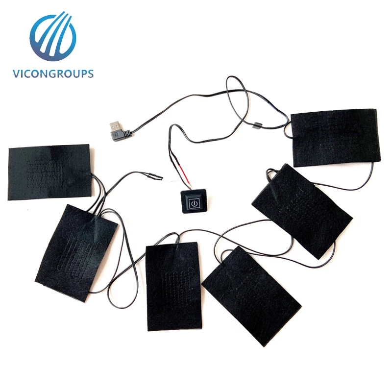 Custom Rechargeable Battery Heated Carbon Fiber Heating System Pad For Clothes