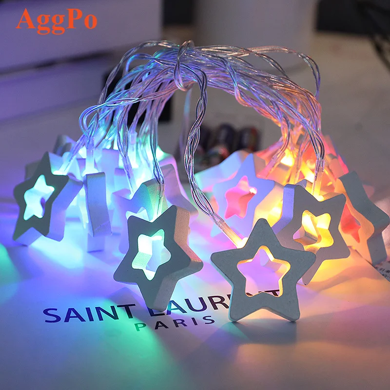 Christmas Antique Decoration Small Light String LED Wood Pendant Love Peach Heart Christmas Tree Light String Wholesale