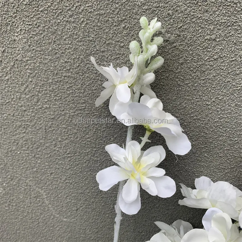 A-199 High Quality Artificial Flowers Long Stem 2 forks White Big Delphinium for Home Wedding Decor