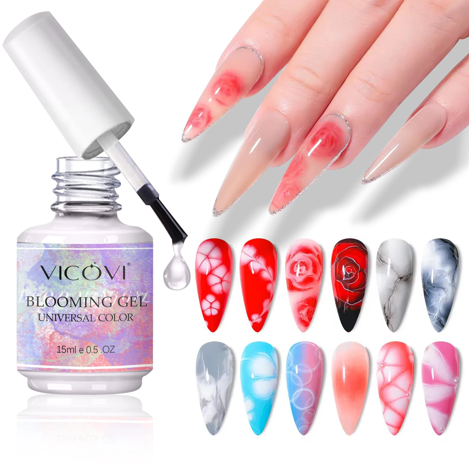 Wholesale 15ml Blooming Gel Color gradient effect UV LED Soak Off Nail Art Polish Gel Paint Nail Designs Uv Gel For Nails Salon