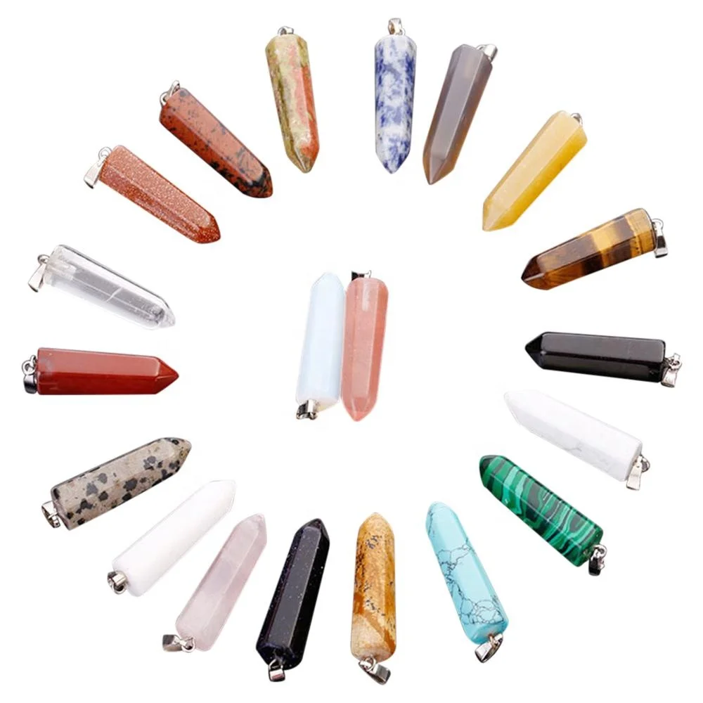 Wholesale assorted charms natural crystal beads pendant natural stone Hexagon Rhombus pendants for jewelry making