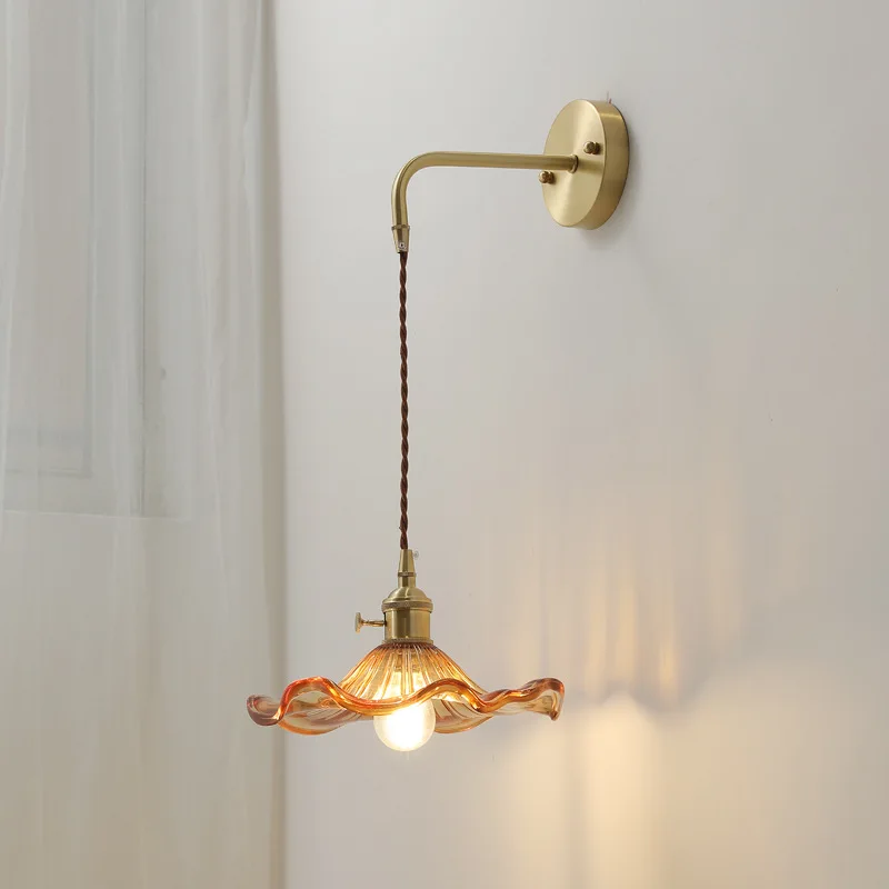 Modern Indoor Home Decor Wall Lamps Gold Glass Wall Light European Style Decorative Led Brass Glass Wall Lights For Home
