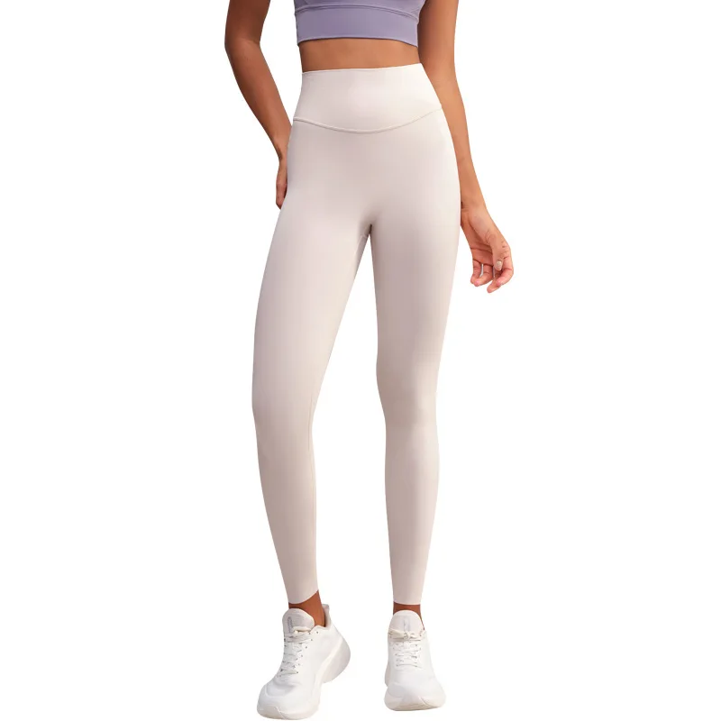 Ns High Waist Yoga Pants with Peach Butt Lift Mid Waist Solid Pattern Fitness Sports Nude Color-Embarrassing Lines