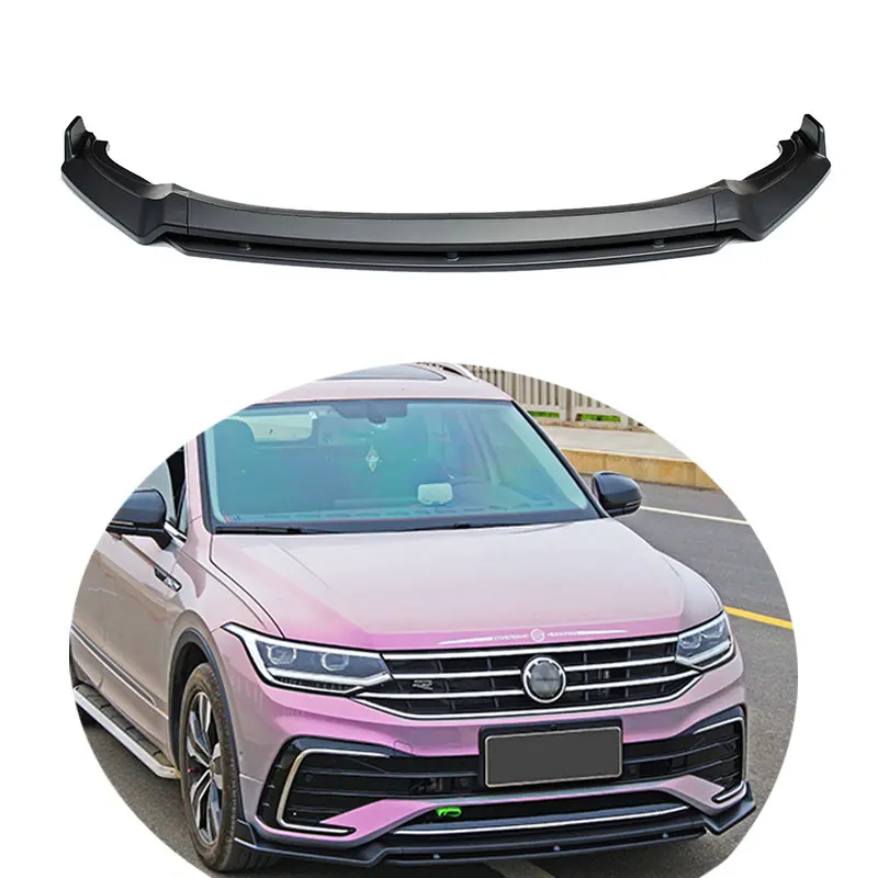 Four-section carbon fiber front bumper lip spoiler splitter for 2022 Volkswagen Tiguan L R-Line Sport style