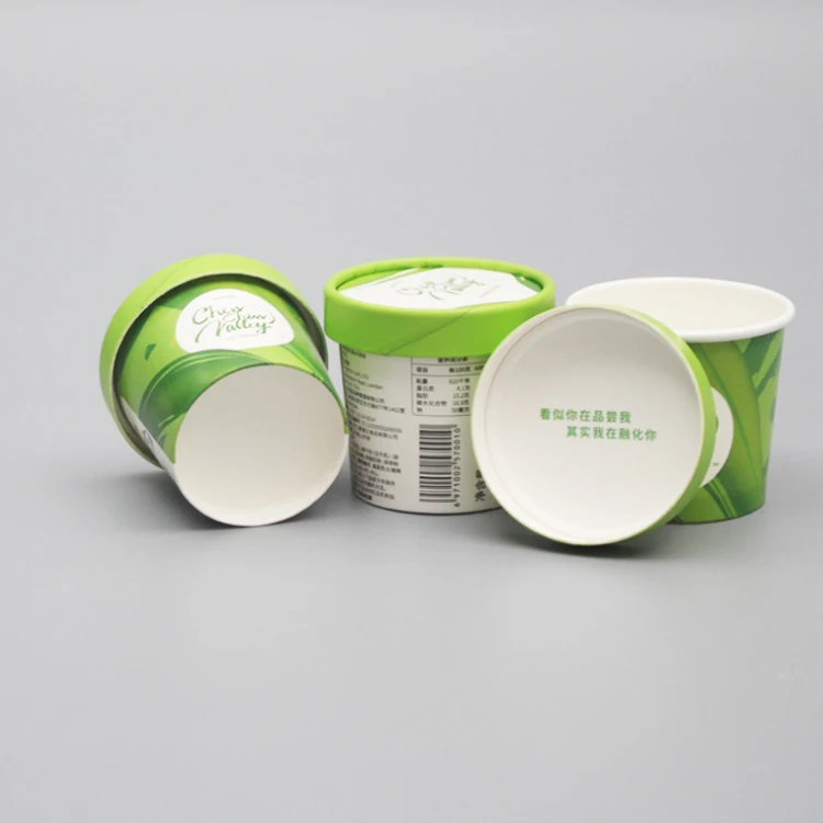 Low Moq Disposable Eisbecher Box Biodegradable 4oz Ice Cream Yogurt Paper Cup with Lid and
