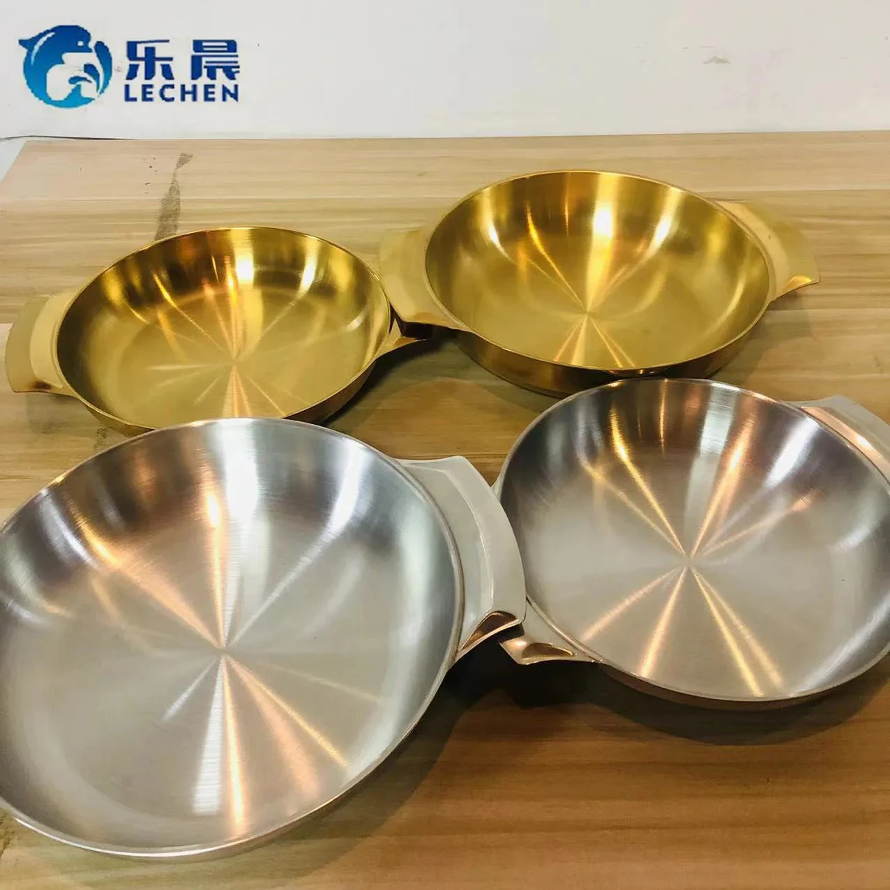Korean Style Gold Barbecue Plate  Fresh Fruit Plate Family Dinner Table Setting Set Luxury Tableware Stainless Steel Plate