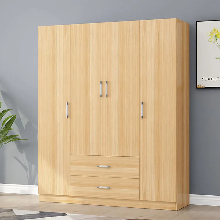 Wardrobe solid wood modern simple and economical assembly bedroom adult storage cabinet rental room wooden simple wardrobe