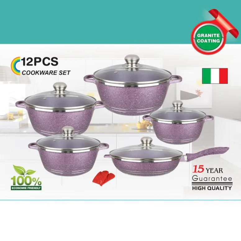 hot sales with high quality 12pcs DESSINI die casting aluminum cookware set/NON-stick dessini cookware sets/ceramic cookware