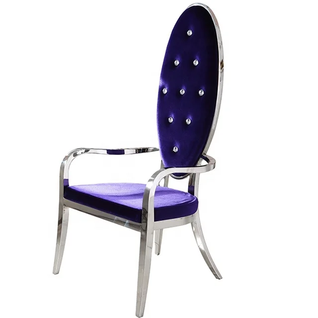 Royal design silver high back purple dining chairs velvet chair modern