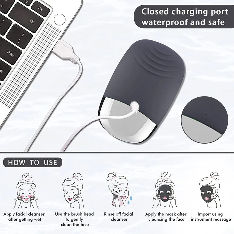 USB Rechargeable Electric Sonic Facial Cleansing Brush Silicone Facial Cleansing Brush For Deep Cleansing Blackhead Remover