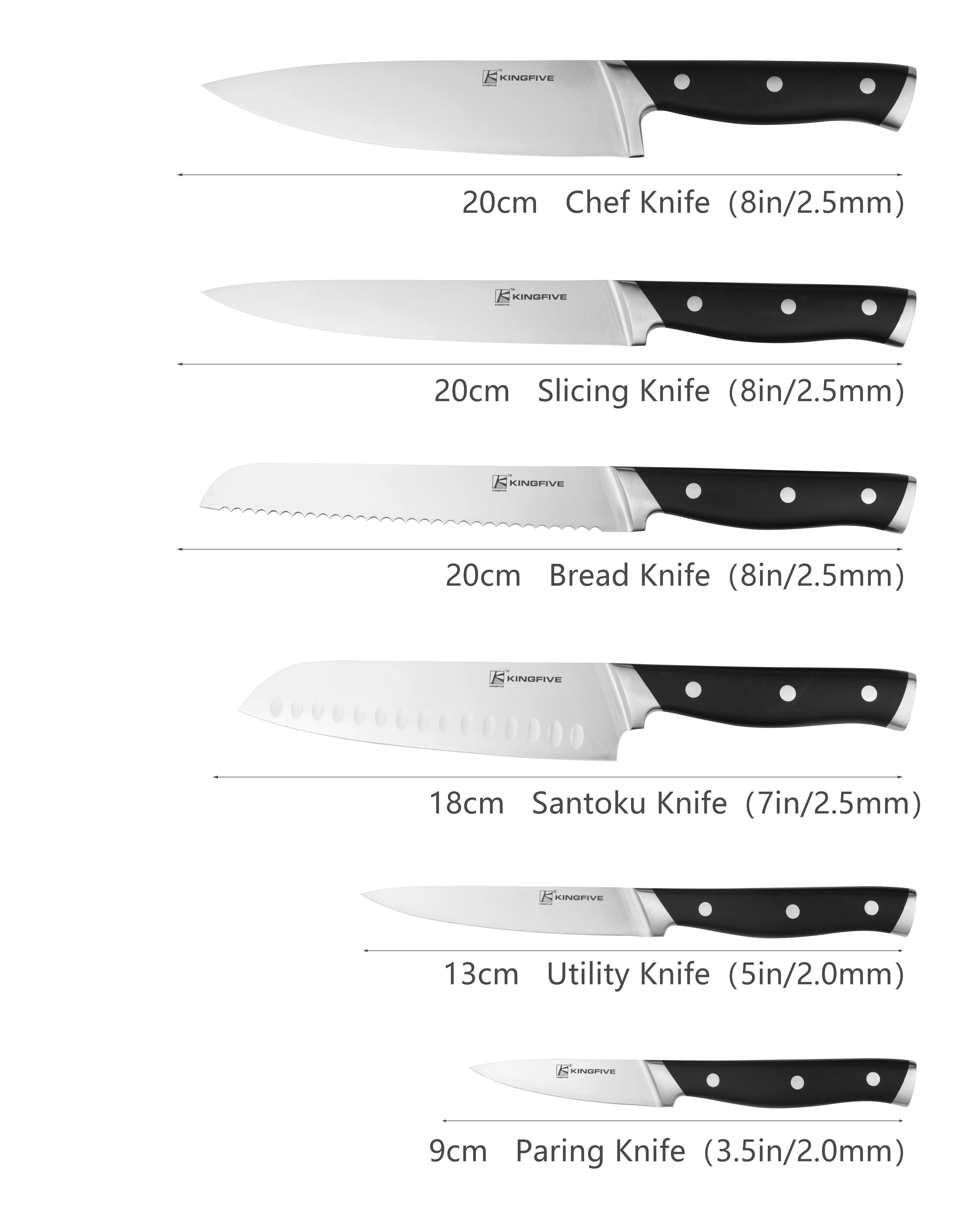 Super Sharp 7pcs Stainless Steel Chef Knife Pakka Wood Handle Kitchen Knife Set With Wooden Block