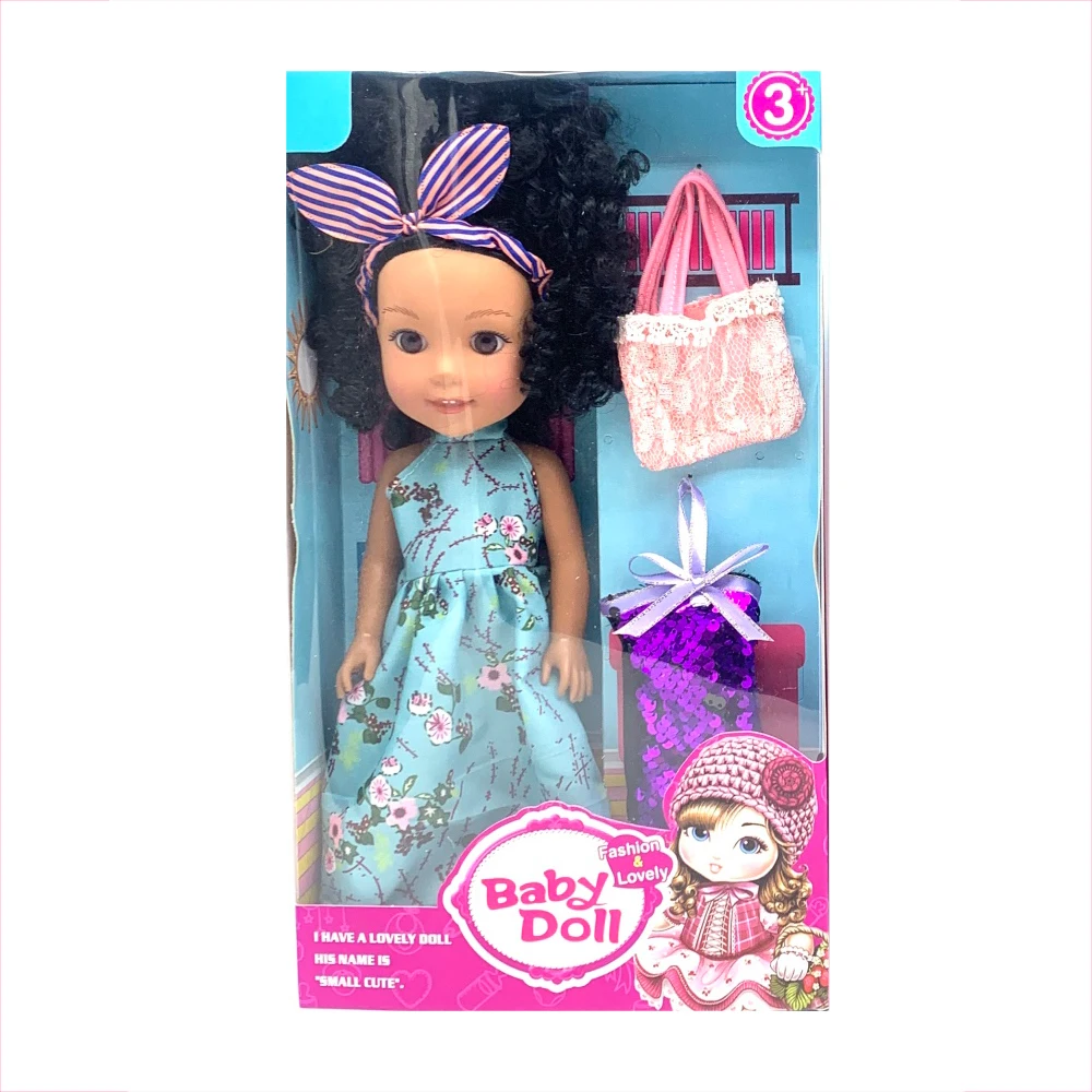 Best-Selling 14-inch Vinyl Black Skin Girl With Music Clothes Change African Doll Toy Children