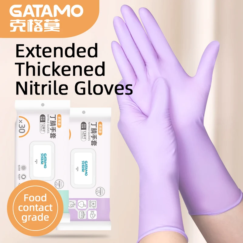 GLN12  12inch Nitrile gloves  food Cooking Gloves Beauty Kitchen dishwashing cleaning Rubber Household Gloves