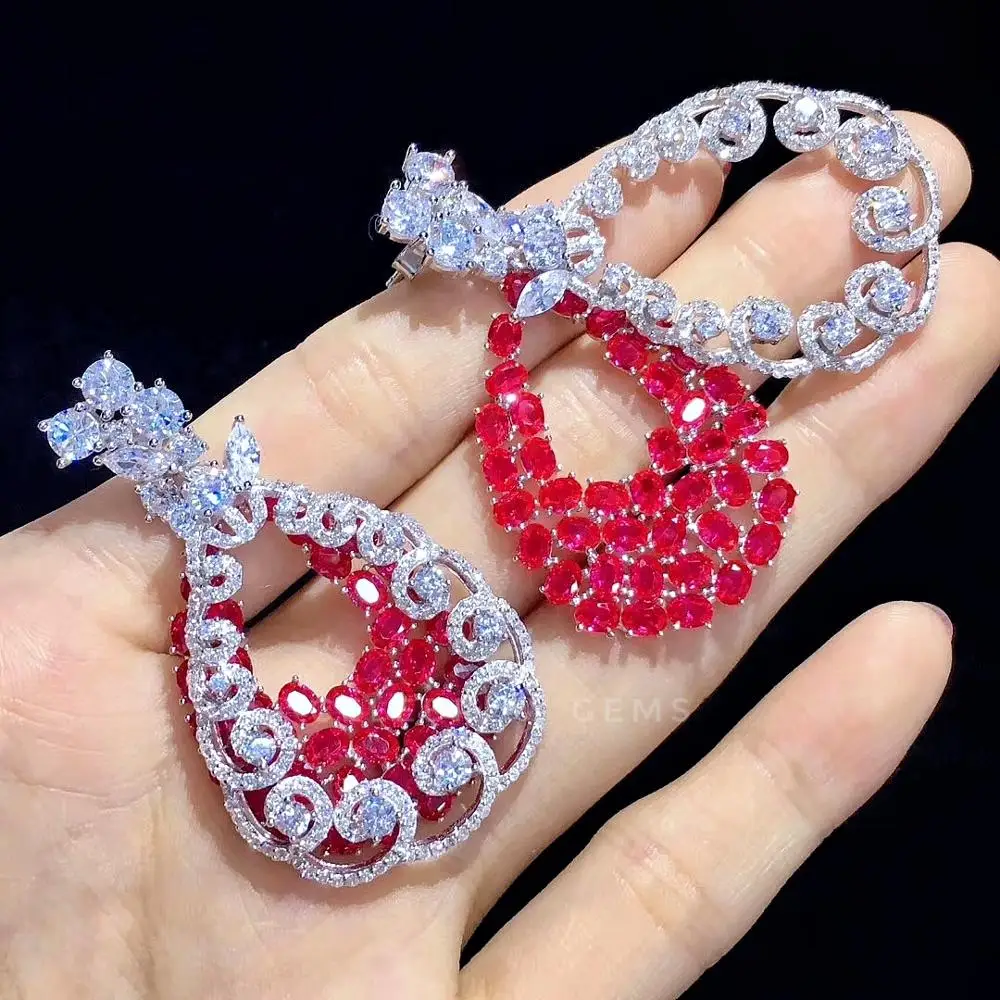 Wholesale Fine Jewelry High Quality Classical 925 Sterling Silver Luxury CZ Diamond Earrings