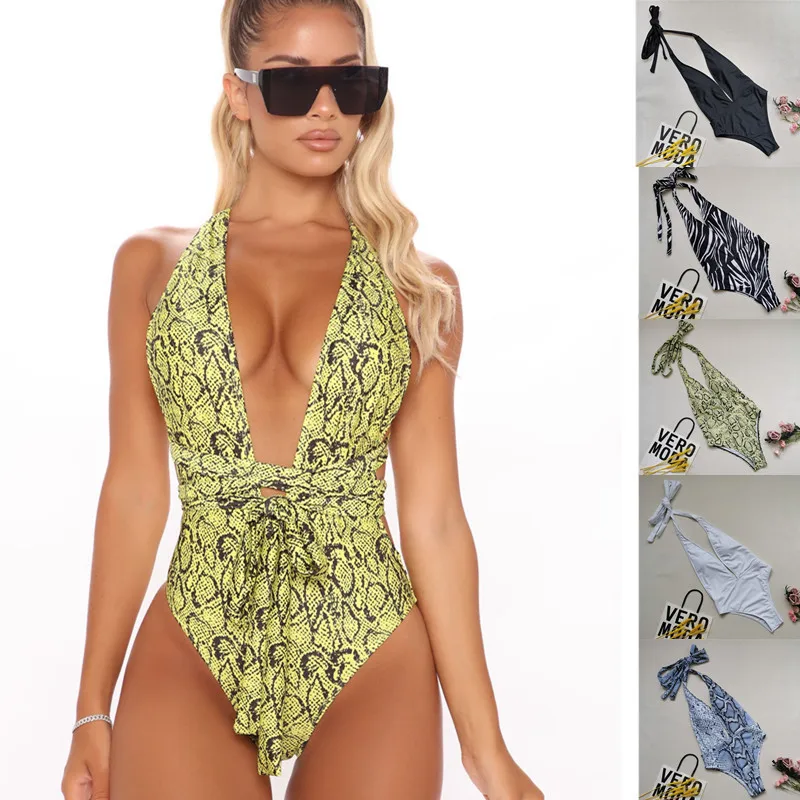 Poyan с низким вырезом на спине в виде змеи Prin Maillot De Bain Femme 5 видов цветов сексапильное бикини завышенная талия Купальник 2021 цельный купальник