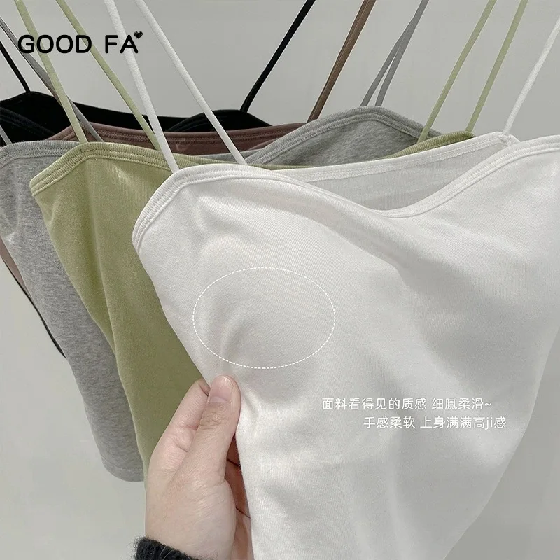 Women Simple Solid Color with thin straps beauty back sling sexy Fixed cup vest wrap chest seamless tube top bra for women