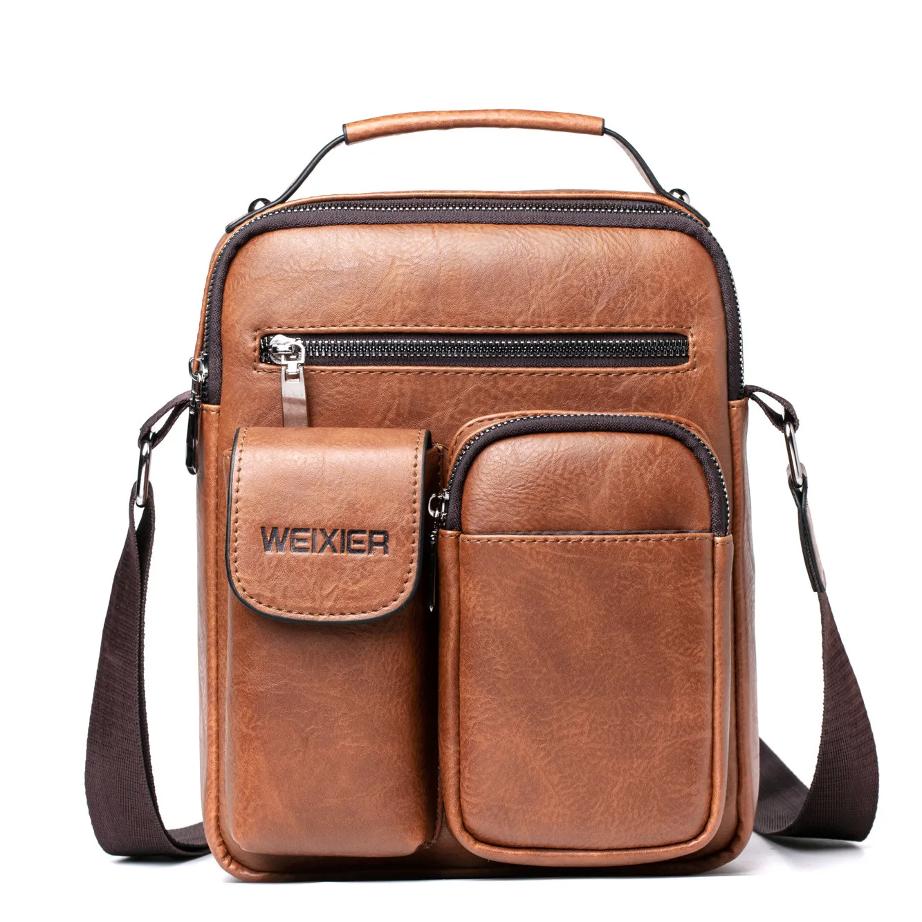 1201 New Fashion Vintage Large Capacity Leather Men Sling Crossbody Shoulder Bags