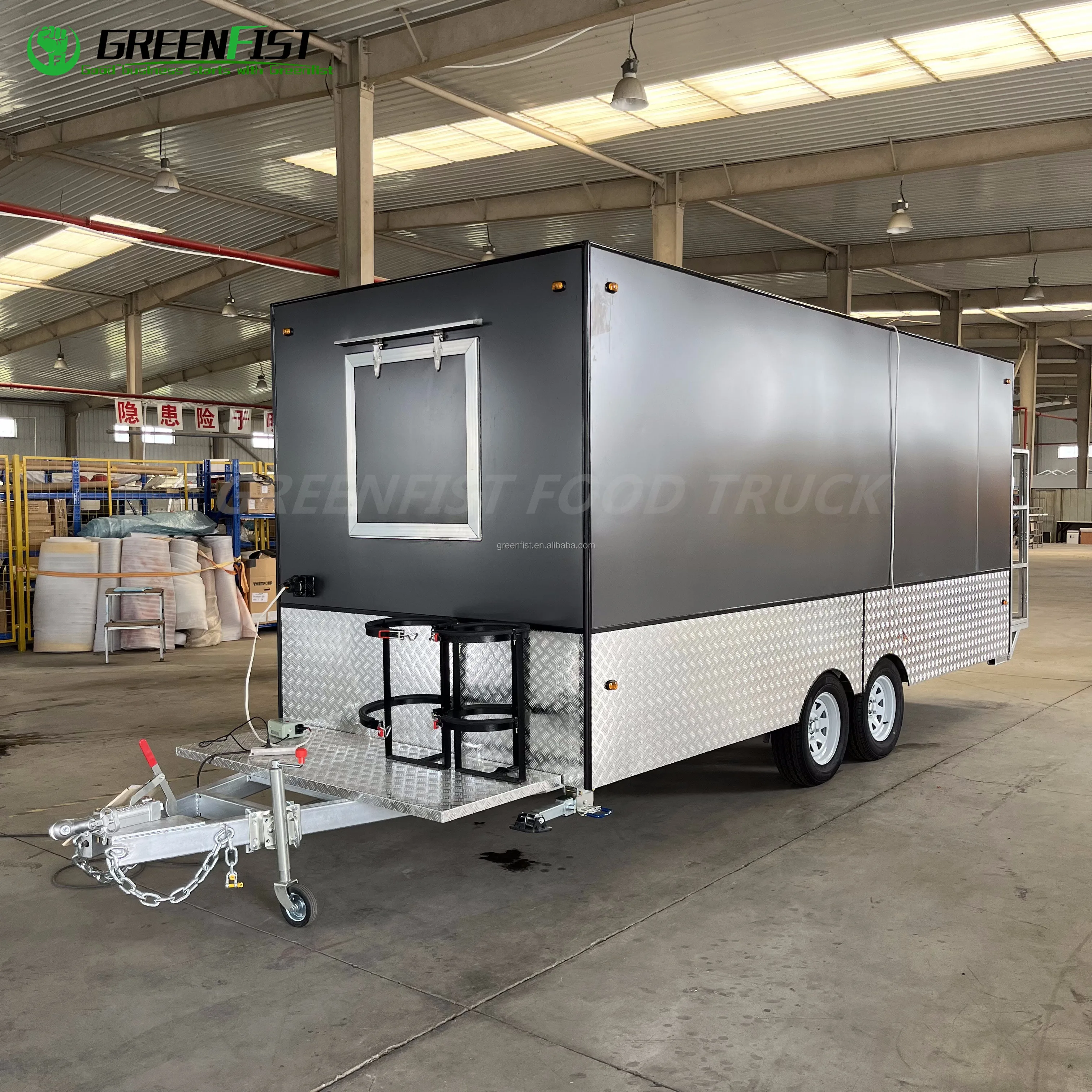 15ft Black Customized Fully Equipment truck food pizza  Fast Food Mobile Food Trailer for Hot Sale