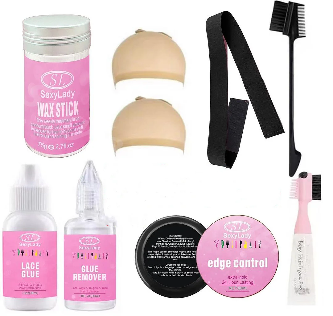 WY2 Custom Wig Kit Lace Glue Remover and Wig Band Edge Scarf Lace Tint Spray Wig Styling Tool Set
