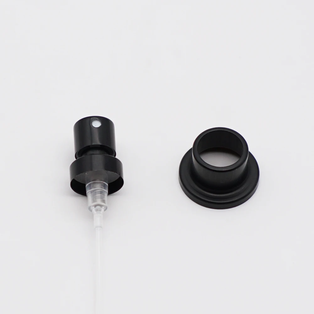 Matte black perfume sprayer crimp sprayer pump FEA15mm pump with aluminum step collar