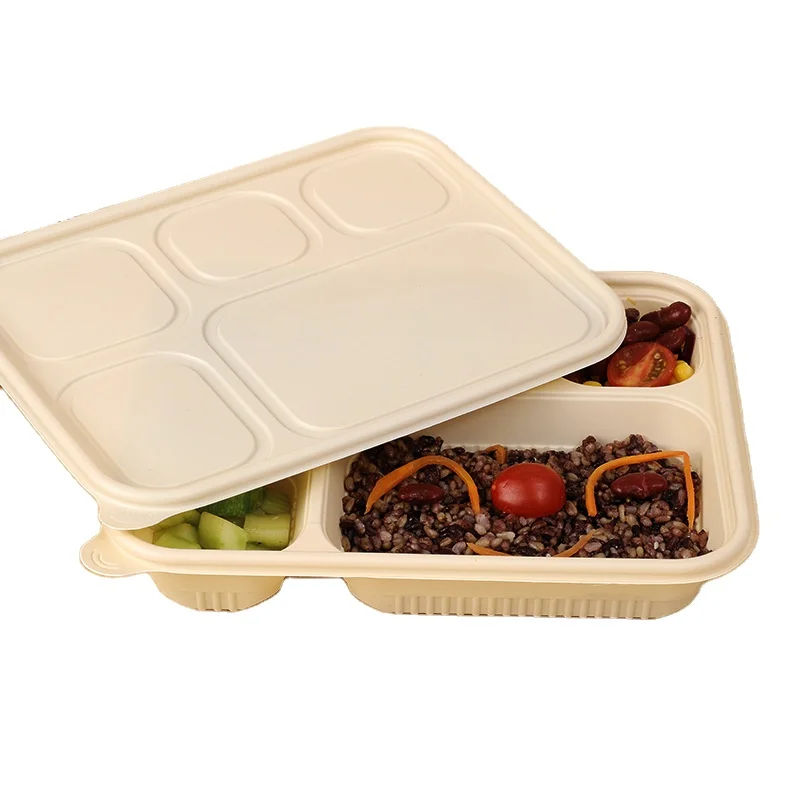 Takeaway Disposable Packing Fast Food Box Compartment Lunch Box Three Four Five Compartment Lunch Box Corn Starch Biodegradable