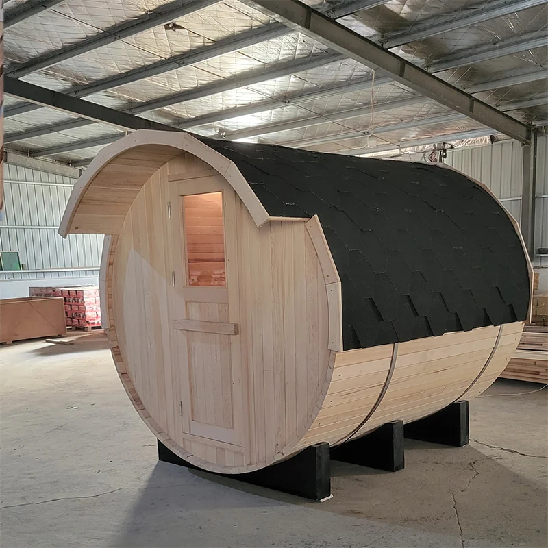 Wood Fired Sauna Room 2 Person Solid Wood Garden Sauna Barrel For Sale